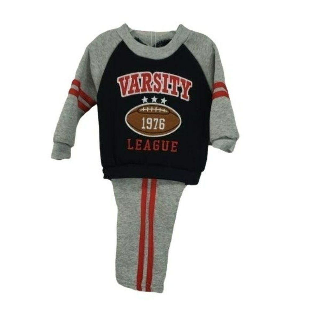 Mad Game 2 Piece Infant Boys Gray Black Jogger‎ Sweatpant Suit 12 Months